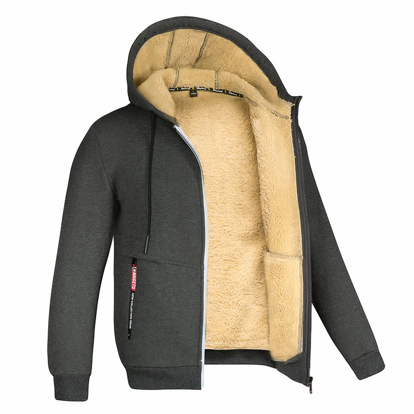 Sweat à capuche zippé doublé en polaire pour homme