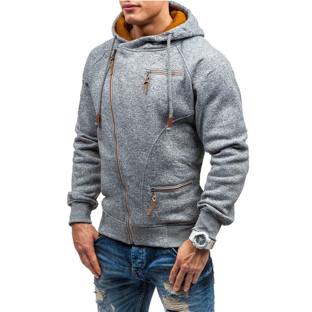 Sweat à capuche zippé en polaire pour homme