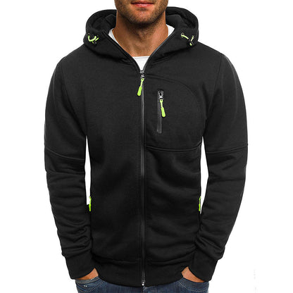 Sweat à capuche zippé intégral pour homme, coupe slim