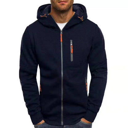 Sweat à capuche zippé intégral pour homme, coupe slim