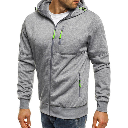 Sweat à capuche zippé intégral pour homme, coupe slim