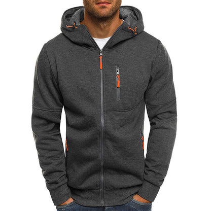 Sweat à capuche zippé intégral pour homme, coupe slim