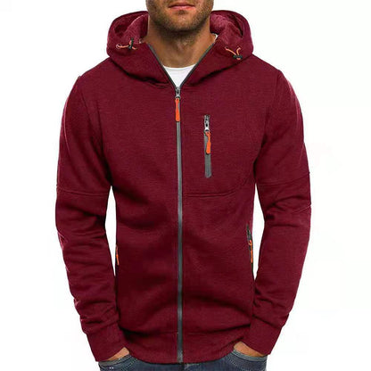 Sweat à capuche zippé intégral pour homme, coupe slim