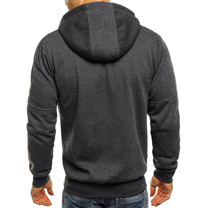 Sweat à capuche zippé intégral pour homme, coupe slim