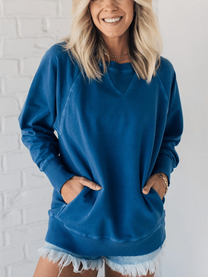 Sweat à poches avec finitions côtelées