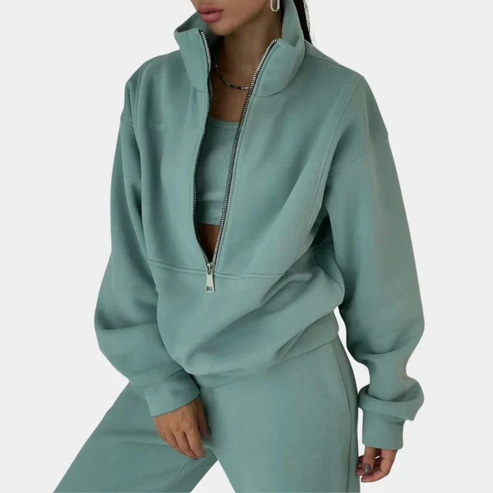 Sweat de survêtement zippé confortable pour femme