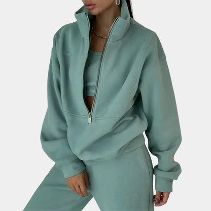 Sweat de survêtement zippé confortable pour femme