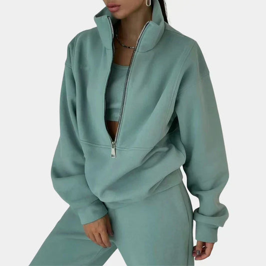Sweat de survêtement zippé confortable pour femme