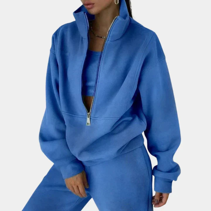 Sweat de survêtement zippé confortable pour femme