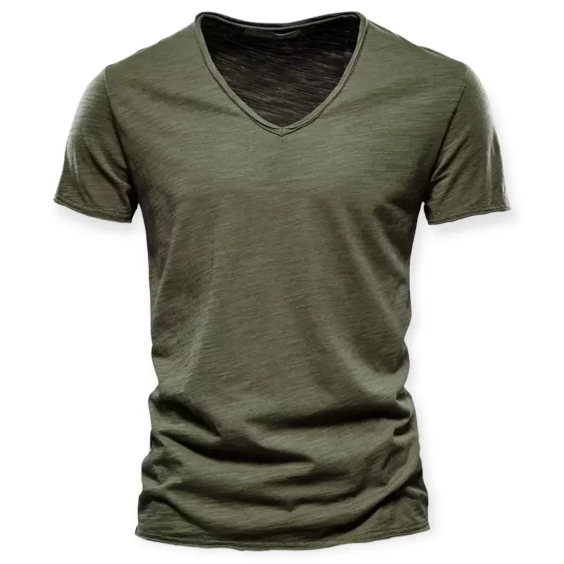 T-shirt à col en V effet usé coupe décontractée