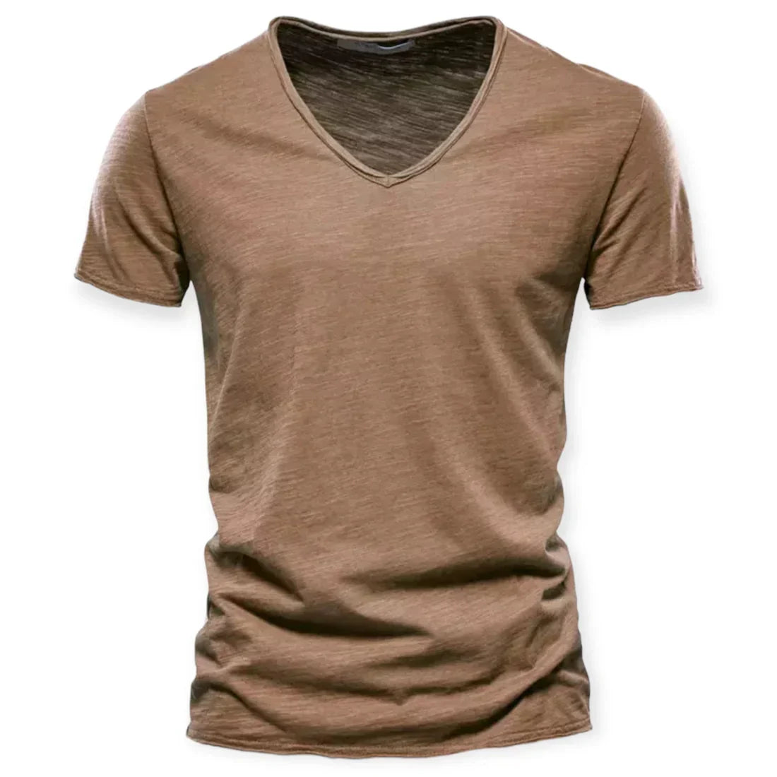 T-shirt à col en V effet usé coupe décontractée