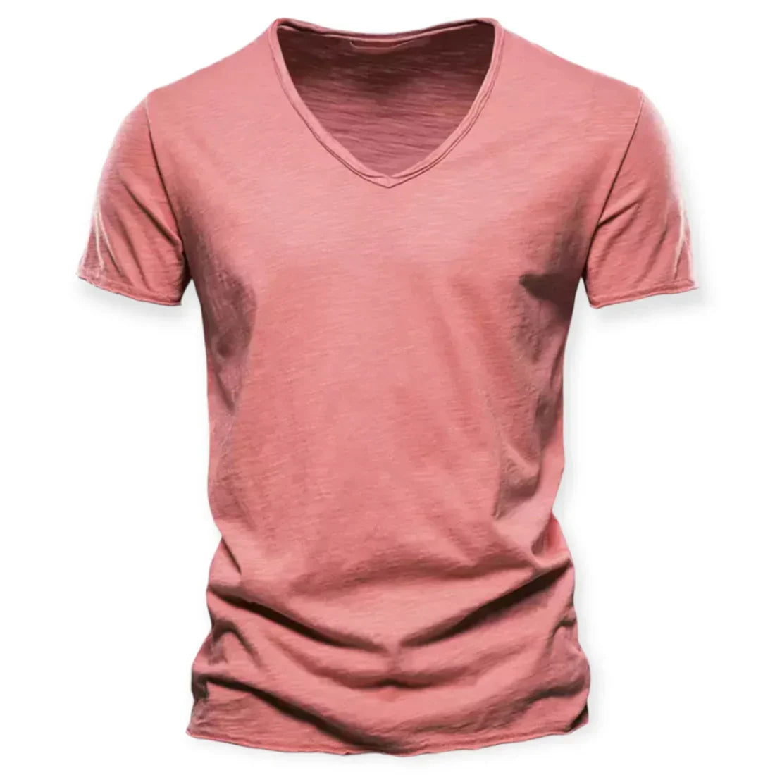 T-shirt à col en V effet usé coupe décontractée