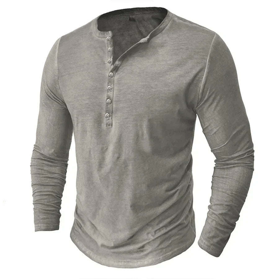 T-shirt à manches longues à boutons pour homme