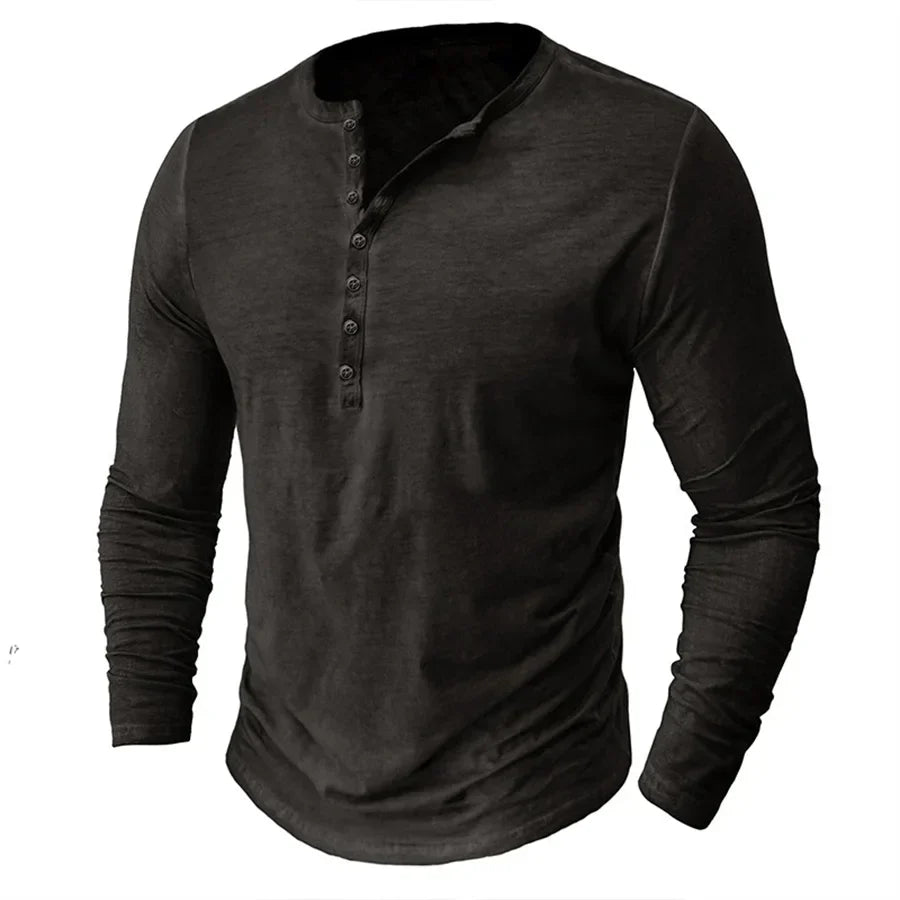 T-shirt à manches longues à boutons pour homme