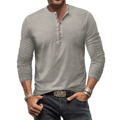 T-shirt à manches longues à boutons pour homme
