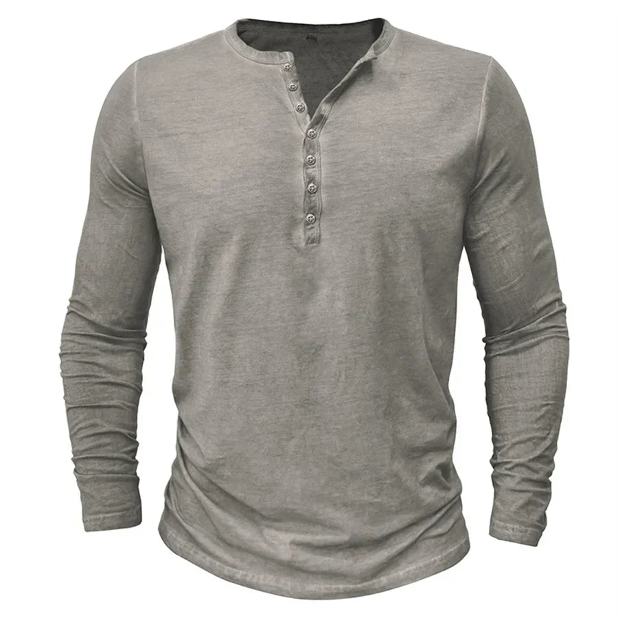 T-shirt à manches longues à boutons pour homme