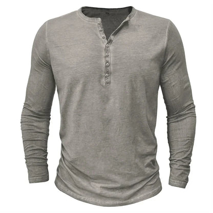 T-shirt à manches longues à boutons pour homme