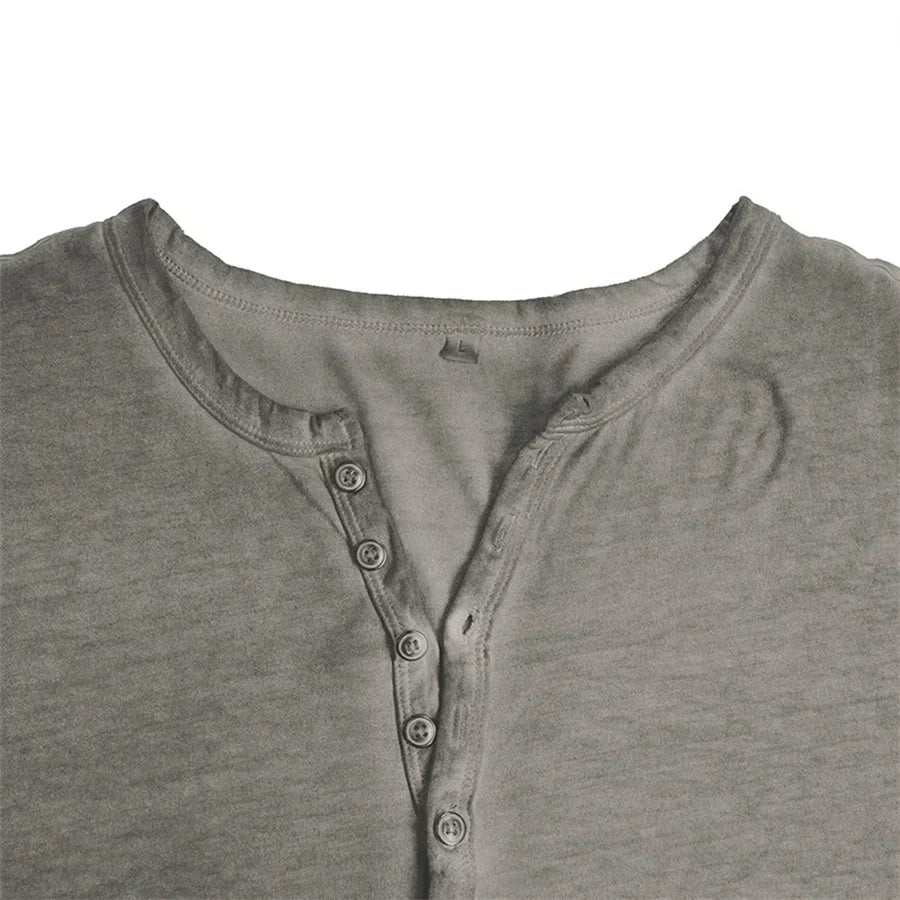 T-shirt à manches longues à boutons pour homme