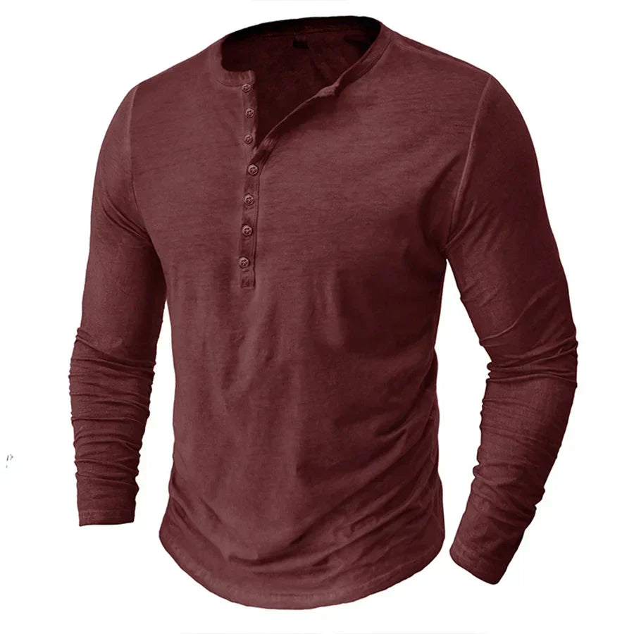T-shirt à manches longues à boutons pour homme