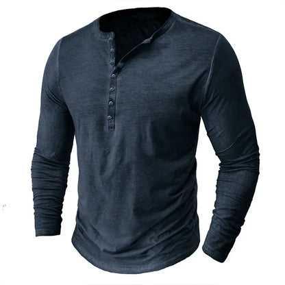 T-shirt à manches longues à boutons pour homme