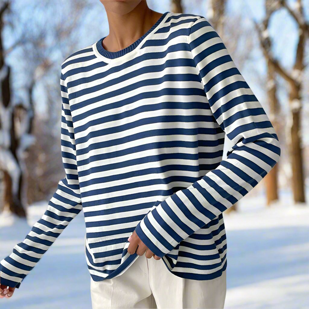 T-shirt à manches longues à rayures pour femme
