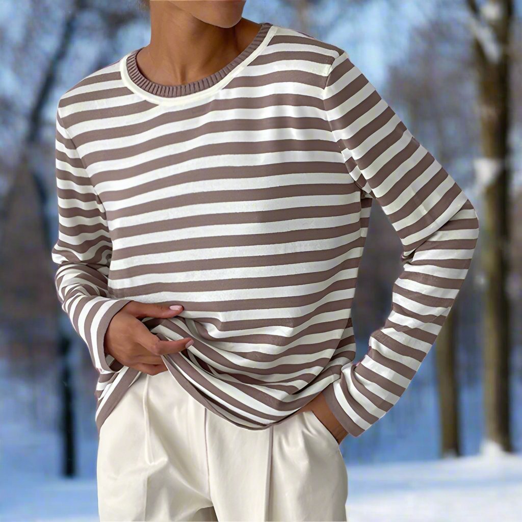T-shirt à manches longues à rayures pour femme