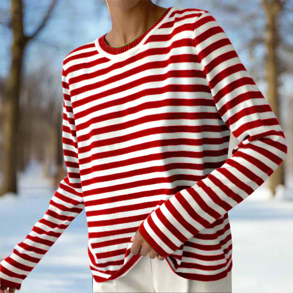 T-shirt à manches longues à rayures pour femme