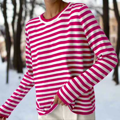 T-shirt à manches longues à rayures pour femme