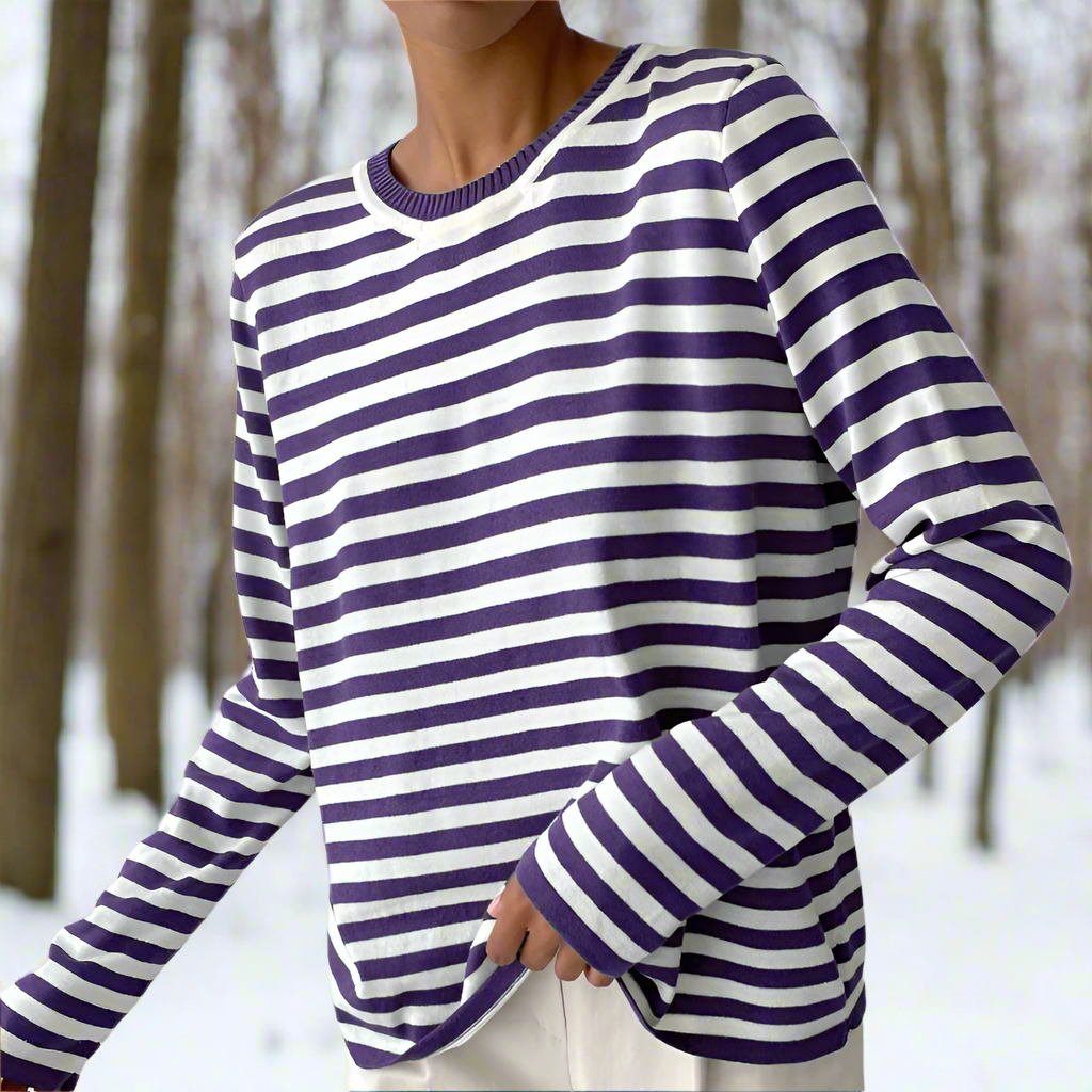 T-shirt à manches longues à rayures pour femme