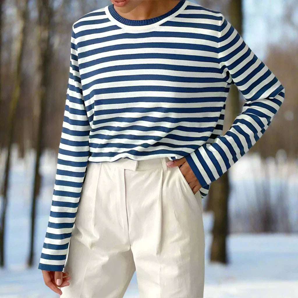 T-shirt à manches longues à rayures pour femme