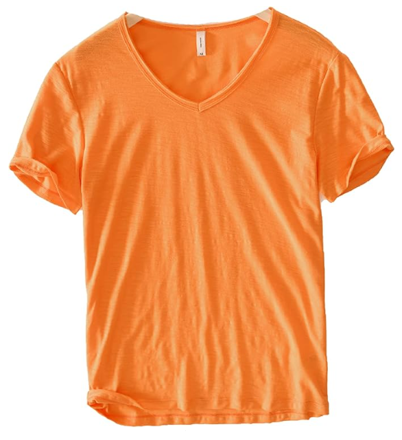 T-shirt en lin et coton à col en V pour homme