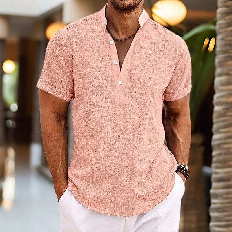 T-shirt henley à manches courtes pour homme