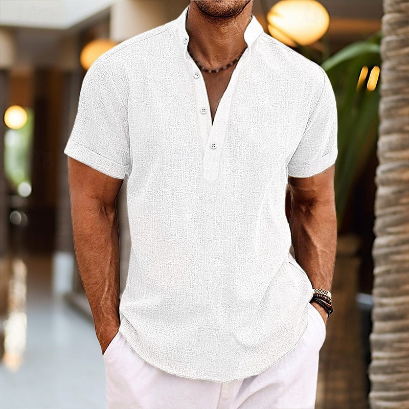 T-shirt henley à manches courtes pour homme