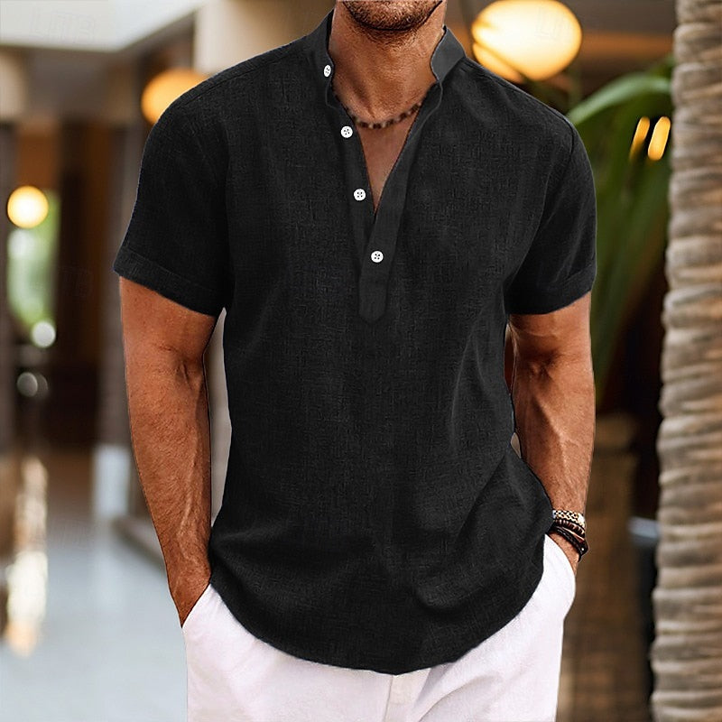 T-shirt henley à manches courtes pour homme