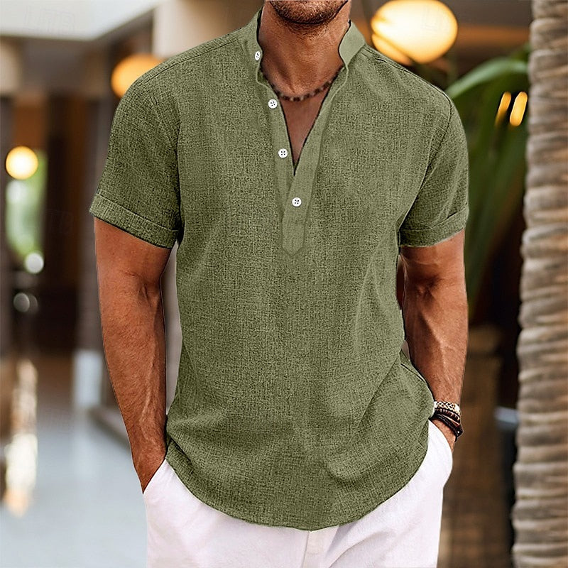 T-shirt henley à manches courtes pour homme
