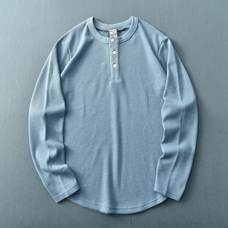 T-shirt henley à manches longues pour homme