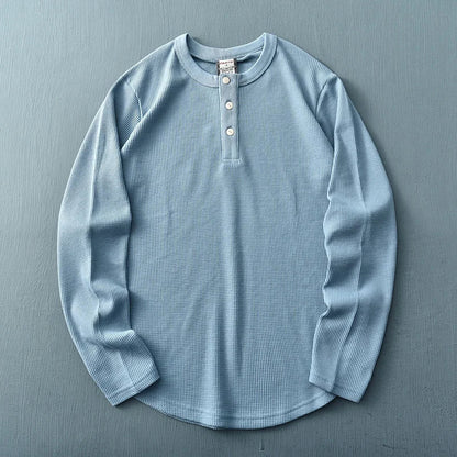 T-shirt henley à manches longues pour homme