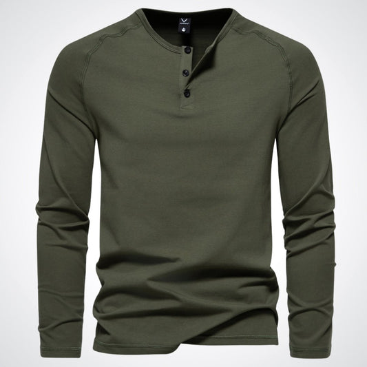 T-shirt Henley à manches longues pour homme