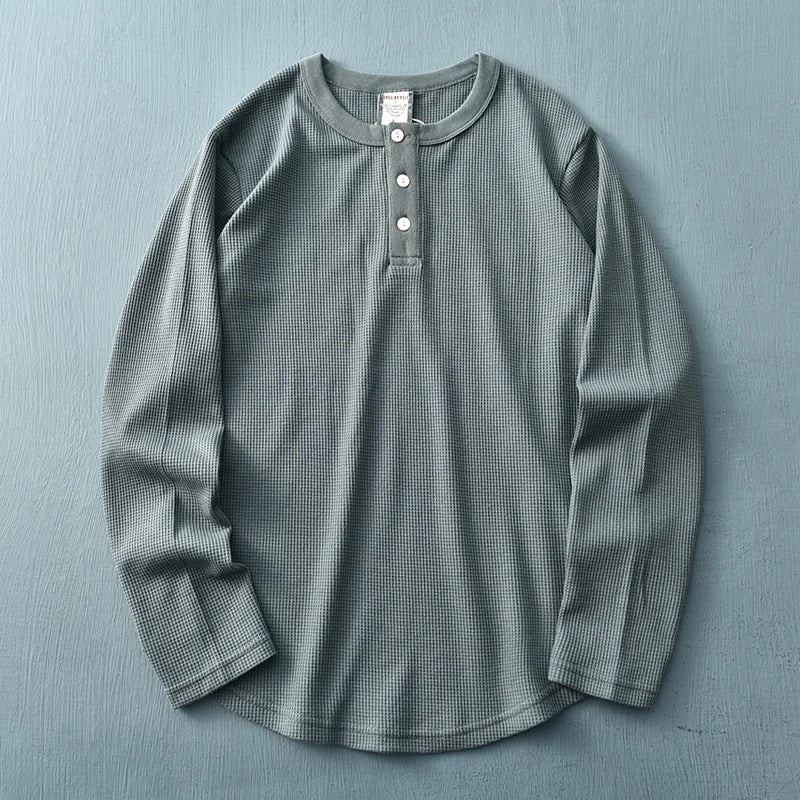 T-shirt henley à manches longues pour homme