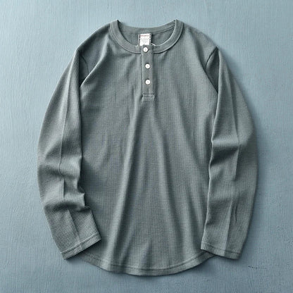T-shirt henley à manches longues pour homme