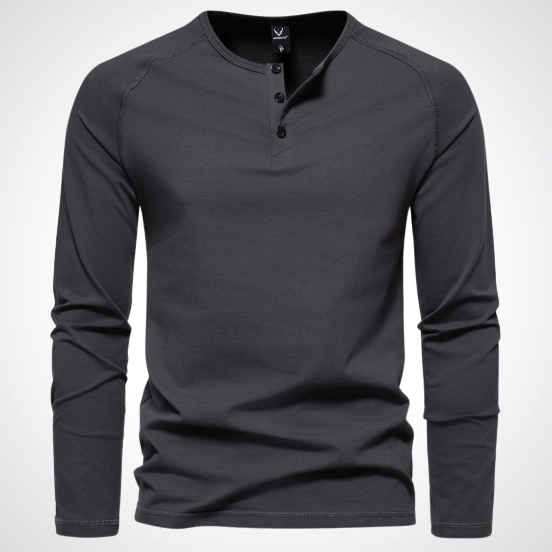 T-shirt Henley à manches longues pour homme