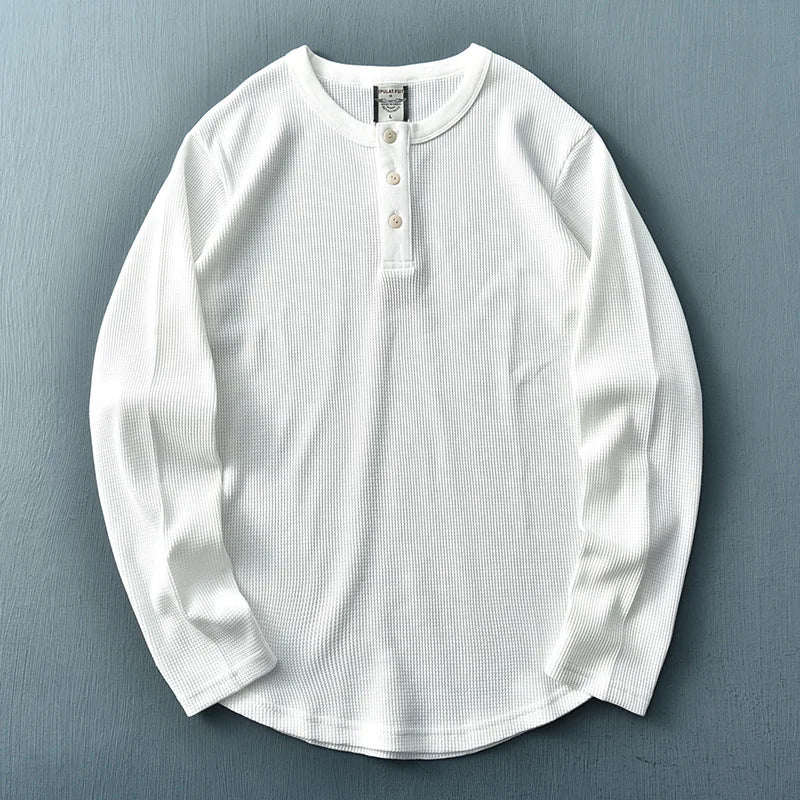 T-shirt henley à manches longues pour homme