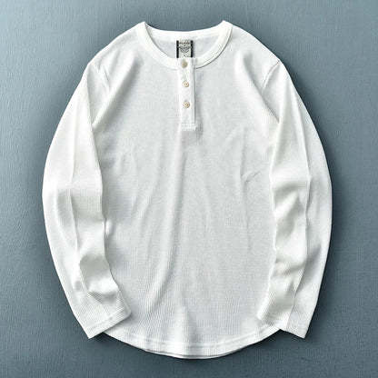 T-shirt henley à manches longues pour homme