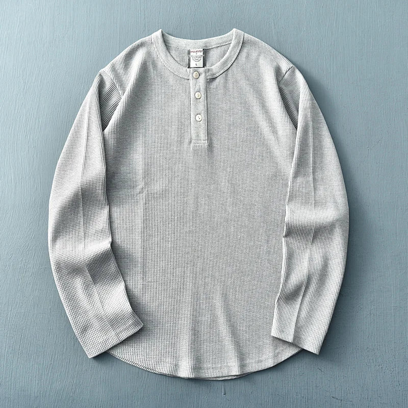 T-shirt henley à manches longues pour homme