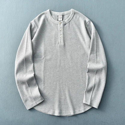T-shirt henley à manches longues pour homme
