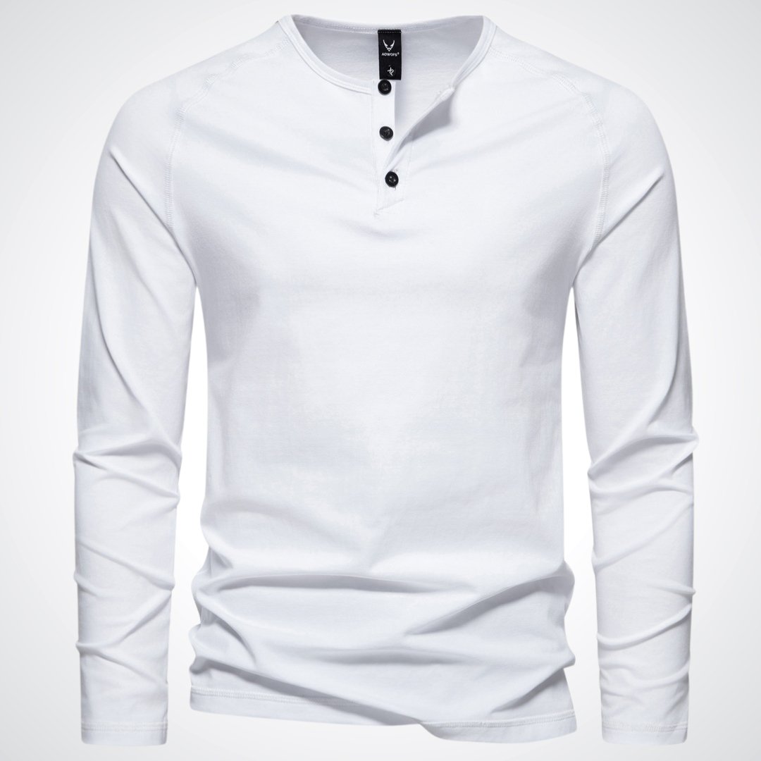 T-shirt Henley à manches longues pour homme