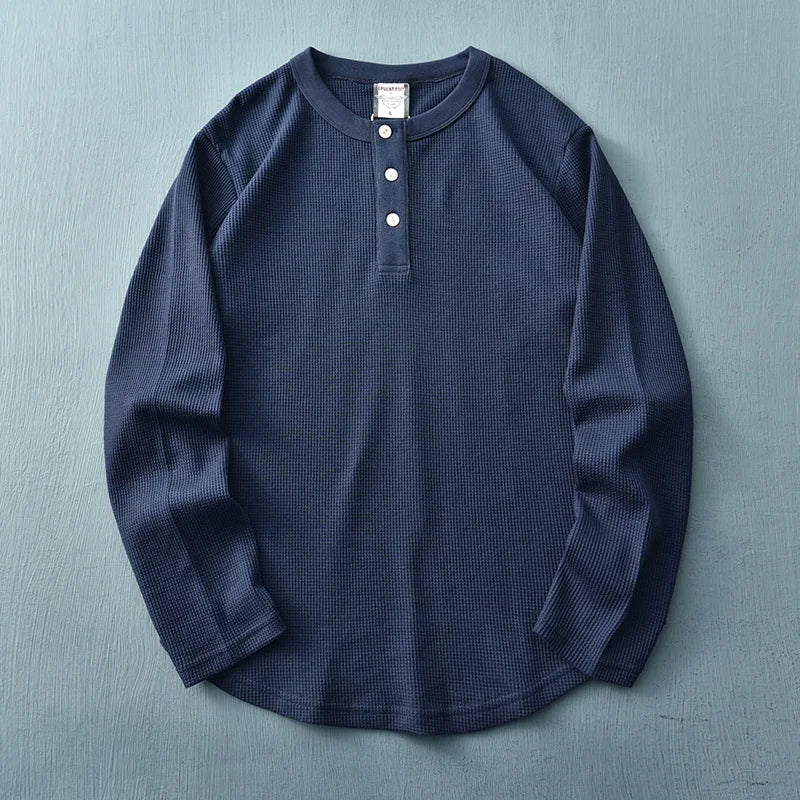 T-shirt henley à manches longues pour homme