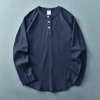 T-shirt henley à manches longues pour homme