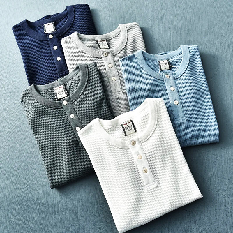 T-shirt henley à manches longues pour homme