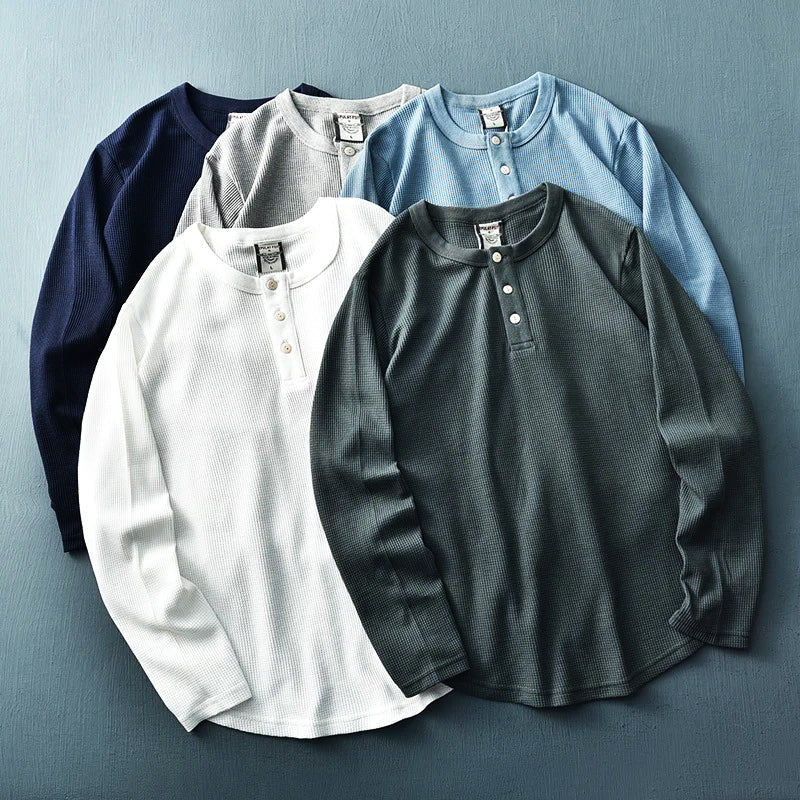 T-shirt henley à manches longues pour homme